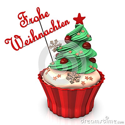 Merry Christmas Cupcake Stock Photo