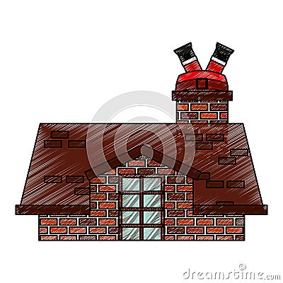 Merry christmas cute house Vector Illustration