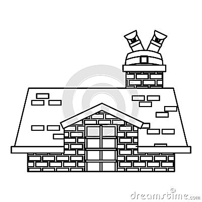 Merry christmas cute house Vector Illustration