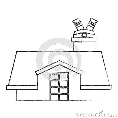 Merry christmas cute house Vector Illustration