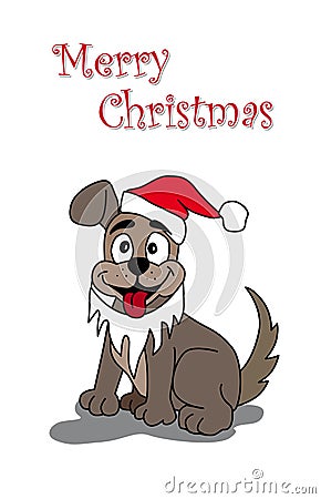 Merry Christmas dog beard new Year Vector Illustration