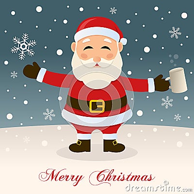 Merry Christmas with Drunk Santa Claus Vector Illustration