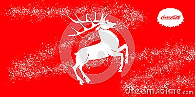 Merry Christmas Everyone. White deer. Coca-Cola. Editorial Stock Photo