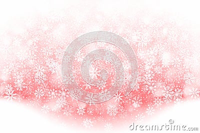 Merry Christmas Falling Snow 3D Effect With Realistic Snowflakes Overlay On Light Muted Red Background Stock Photo