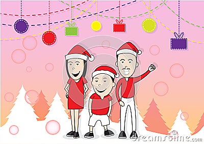 Merry christmas family Vector Illustration