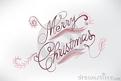 Merry Christmas floral card stylized words Vector Illustration