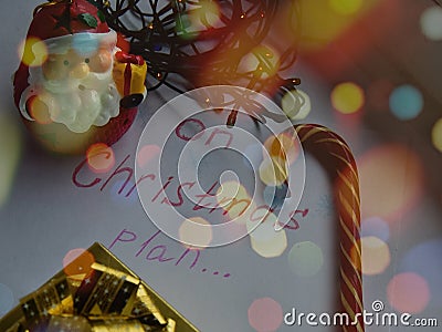 merry Christmas and future plans close up with bokeh Stock Photo
