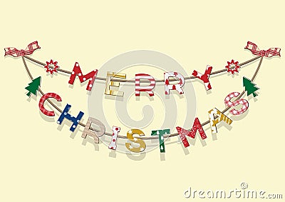 Merry Christmas Garland Banner Vector Illustration