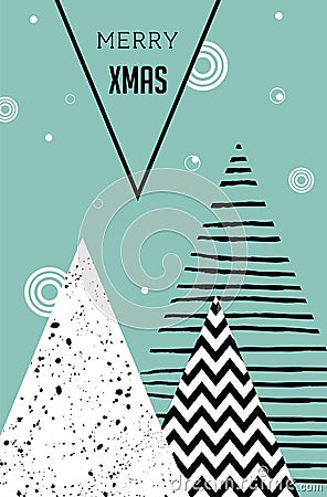 Merry Christmas, geometric abstract background, poster, theme and Scandinavian style Vector Illustration