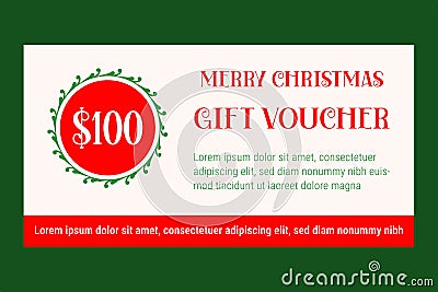 Merry Christmas gift voucher Vector Illustration