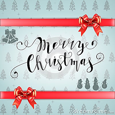 Merry Christmas glittering lettering design. Vector illustration Vector Illustration