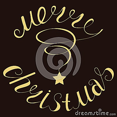 Merry Christmas gold glittering lettering design. Vector illustration EPS 10 Vector Illustration