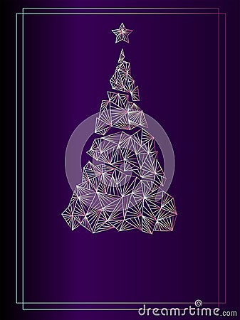 Merry Christmas gold invitation. Background purple color on Dark Light Vector Illustration