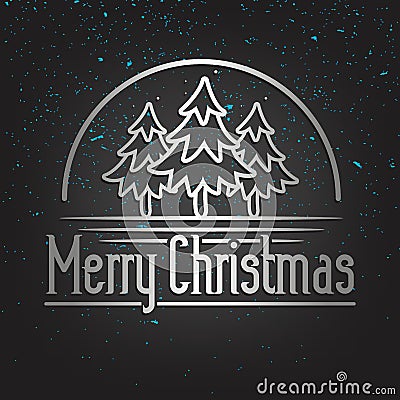 Merry Christmas Gold Lettering Greeting Card Vector Illustration