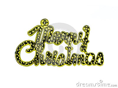 Merry Christmas golden text on white background Stock Photo