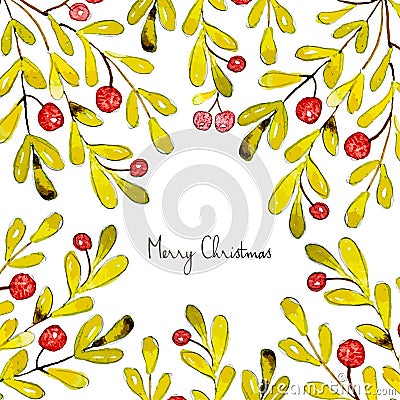 Merry Christmas. Grating card. Holiday post card template Vector Illustration