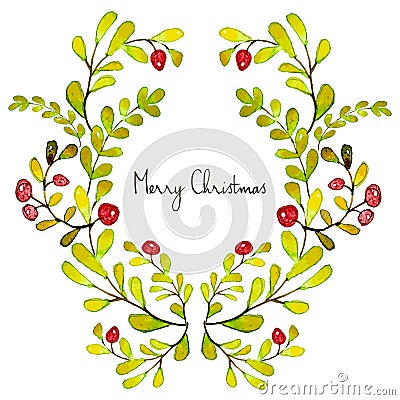 Merry Christmas. Grating card. Holiday post card template Vector Illustration