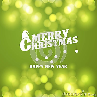 Merry Christmas Green Bokeh background Vector Illustration