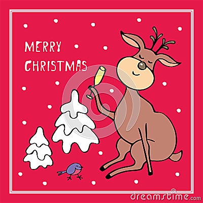 Merry christmas greeting card Vector Illustration