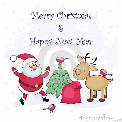 Merry Christmas greeting card Vector Illustration