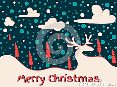 Merry Christmas Greeting Card Vector Illustration