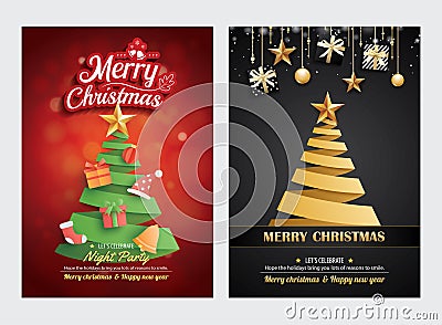 Merry christmas greeting card template. Happy holiday greeting banner and card template Vector Illustration