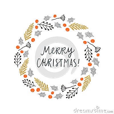 Merry Christmas greeting card. Vector illustration Vector Illustration