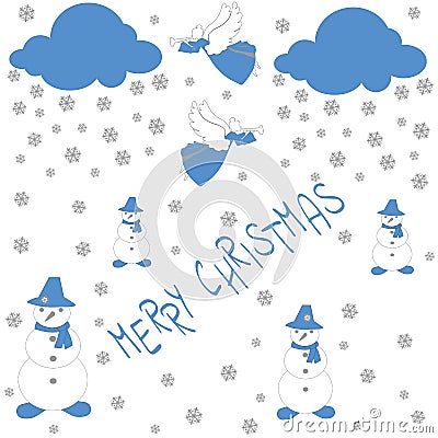 Merry Christmas Greeting Card. Vintage greetings. Vector drawing. Good wish. Vector Illustration