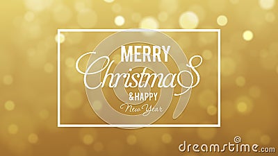 Merry Christmas greeting on gold bokeh Vector Illustration