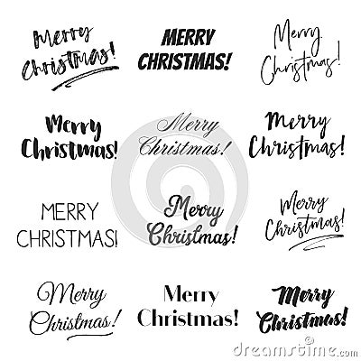 Merry Christmas greetings vector overlay set Vector Illustration