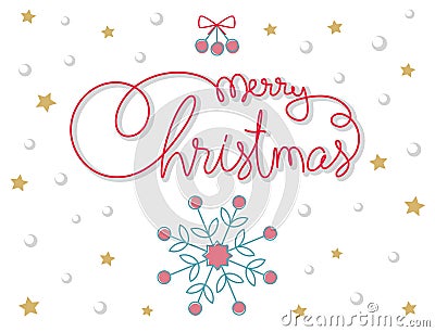 Merry Christmas hand lettering. Vector image Vector Illustration