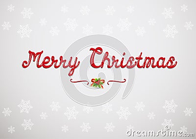 Merry Christmas handwritten lettering. White text with snowflakes isolated on white background. Vector Illustration