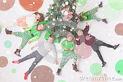 Merry Christmas 2017 Happy children celebrating Stock Photo