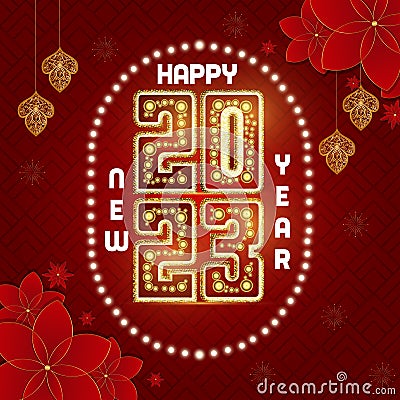 2023 Merry Christmas and Happy New Year Abstract shiny color gold Vector Illustration
