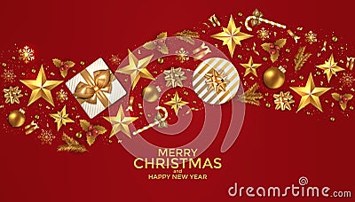 Merry Christmas and Happy New Year background design Vector Illustration