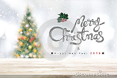 Merry Christmas and happy new year 2018 background with wood tab Stock Photo