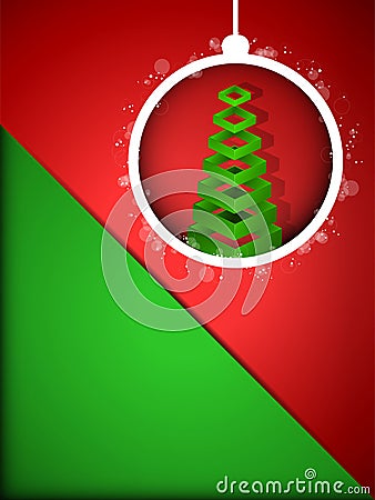 Merry Christmas Happy New Year Ball on Red Backgro Vector Illustration