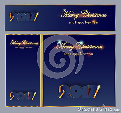 Merry Christmas and Happy New 2017 Year celebrations collection Vector Illustration