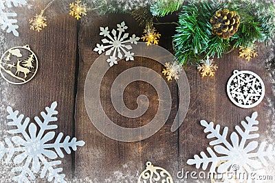 Merry Christmas and happy New year. Christmas decoration design on wooden background with candy bowl.the composition of Christmas Stock Photo