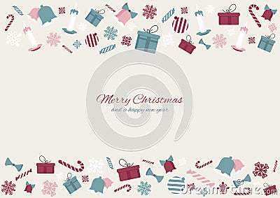 Merry Christmas and a happy new year colourful element icons banner background. Vector illustration design Cartoon Illustration