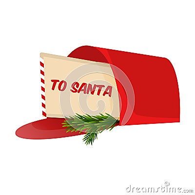 Christmas letter to Santa Claus in the mailbox. Vector Illustration