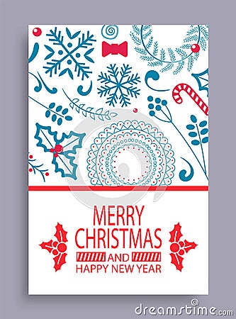 Merry Christmas and Year Cover Vector Illustration Vector Illustration