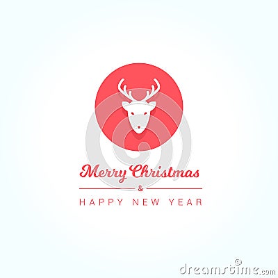 Merry Christmas & Happy New Year Deer Icon Vector Illustration