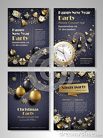 Merry Christmas and Happy New Year flyer Vector Illustration