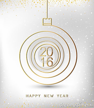Merry christmas happy new year gold 2016 spiral shape. Ideal for xmas card or elegant holiday party invitation. EPS10 vector. Vector Illustration
