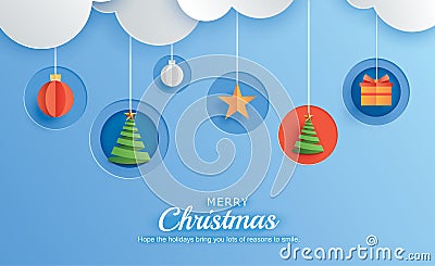 Merry christmas and happy new year greeting card banner template. Use for header website, cover, flyer Vector Illustration