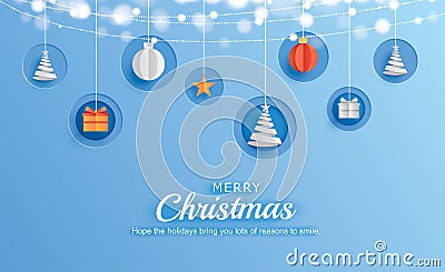 Merry christmas and happy new year greeting card banner template. Use for header website, cover, flyer Vector Illustration