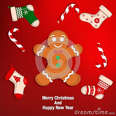 Merry Christmas and Happy New Year greeting card, vector illustration. Vector Illustration