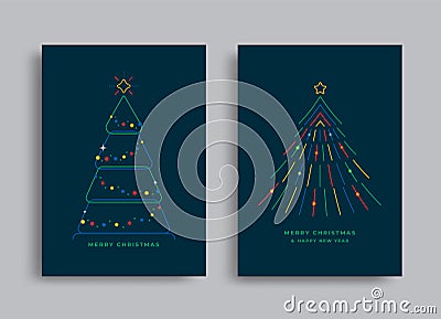 Merry Christmas and Happy New Year greeting poster Vector Illustration