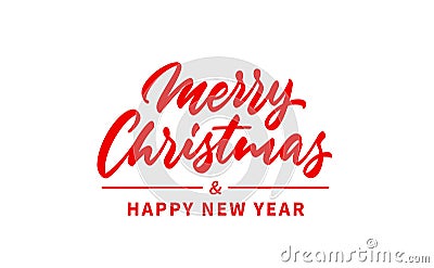 Merry Christmas and Happy New Year handwritten text Vector Illustration